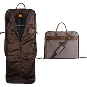 TRITOUR Garment Bags for Travel Leather Canvas Suit Bag with Extended Design Computer Compartment
