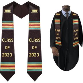 Crowye Graduation Stole Class of 2023 Kente Stole V Neck Graduation Sash for African Descent Student in Saudi Arabia