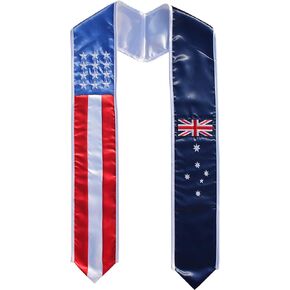 Del Mex Australia Australian/American Combo Graduation Flag Stole Sash Scarf Australian USA