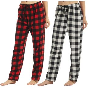 Womens Christmas Pajama Pants Fleece Plaid Pj Bottoms Soft Comfy Lounge Sleepwear Fluffy Drawstring Fuzzy Pants in Kuwait