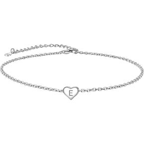 Suplight 925 Sterling Silver A-Z Initial Heart Anklets, Dainty Ankle Bracelets Beach Jewelry for Women Girls (with Gift Box) in Kuwait