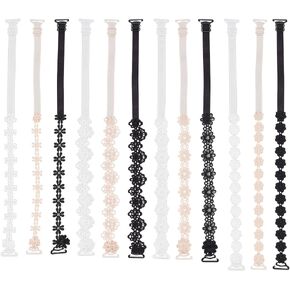WEBEEDY 12 Pairs Women Bra Straps Flower Lace Adjustable Shoulder Strap Replacement Underwear Non-Slip Bra Straps in Kuwait