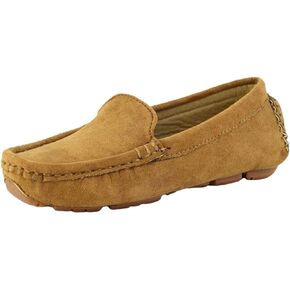 PPXID Girls Boys Suede Leather Slip-on Loafers Casual Boat Shoes Dress Shoes Oxford Flats