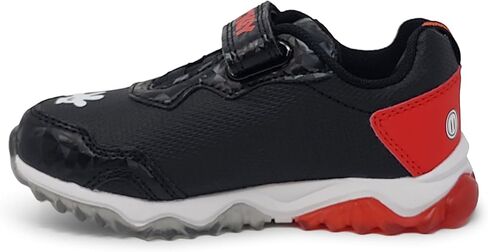 Disney Mickey Mouse Boy's Lighted Athletic Sneaker Light Up Shoes Children W/Adjustable Strap (Toddler, Little Kid), Black/Red in Kuwait