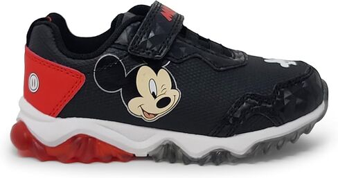 Disney Mickey Mouse Boy's Lighted Athletic Sneaker Light Up Shoes Children W/Adjustable Strap (Toddler, Little Kid), Black/Red in Kuwait