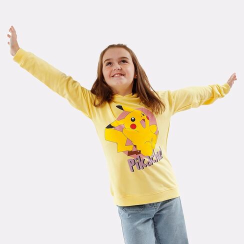 Pokemon Girls Hoodie | Pikachu Hoodie | Girls Yellow Hoodie | Ages 5 To 12 Years in Saudi Arabia