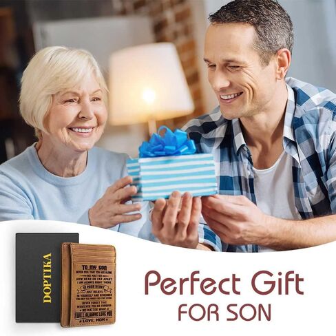 هدايا عيد الحب، التخرج، هدايا عيد ميلاد للابن من الأم، إلى ابني محفظة جلدية محفورة، هدايا للرجال، محافظ جلدية للرجال، هدايا محفظة الجيب الأمامي، محافظ رفيعة الحد الأدنى للرجال in Kuwait