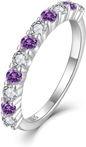 CARICY 925 Sterling Silver Eternity Ring Cubic Zirconia Stackable Birthstone Ring for Women Wedding Engagement Rings in Kuwait