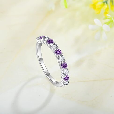 CARICY 925 Sterling Silver Eternity Ring Cubic Zirconia Stackable Birthstone Ring for Women Wedding Engagement Rings in Kuwait