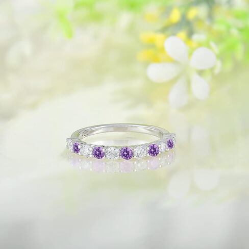 CARICY 925 Sterling Silver Eternity Ring Cubic Zirconia Stackable Birthstone Ring for Women Wedding Engagement Rings in Kuwait