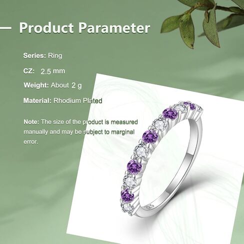 CARICY 925 Sterling Silver Eternity Ring Cubic Zirconia Stackable Birthstone Ring for Women Wedding Engagement Rings in Kuwait