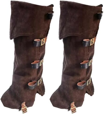 DEGPUM Pirate Boots Covers Renaissance Boot Covers Medieval Boot Covers Medieval Renaissance Steampunk Boots Covers Costume Boots Covers Knight Boot Covers for Halloween Costume Cosplay (Brown) in Saudi Arabia
