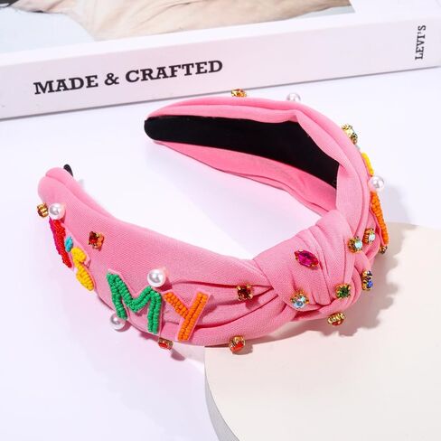 Birthday Headband for Women Beaded It’s My Birthday Knotted Headband Embellished Rhinestone Crystal Top Knot Headband Birthday Crown Hair Accessories Party Decorations Gifts (Birthday Queen 1) in Saudi Arabia