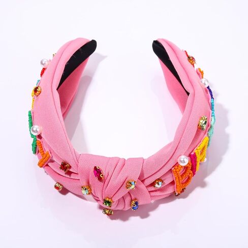 Birthday Headband for Women Beaded It’s My Birthday Knotted Headband Embellished Rhinestone Crystal Top Knot Headband Birthday Crown Hair Accessories Party Decorations Gifts (Birthday Queen 1) in Saudi Arabia