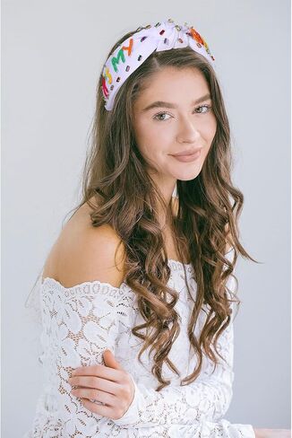 Birthday Headband for Women Beaded It’s My Birthday Knotted Headband Embellished Rhinestone Crystal Top Knot Headband Birthday Crown Hair Accessories Party Decorations Gifts (Birthday Queen 1) in Saudi Arabia
