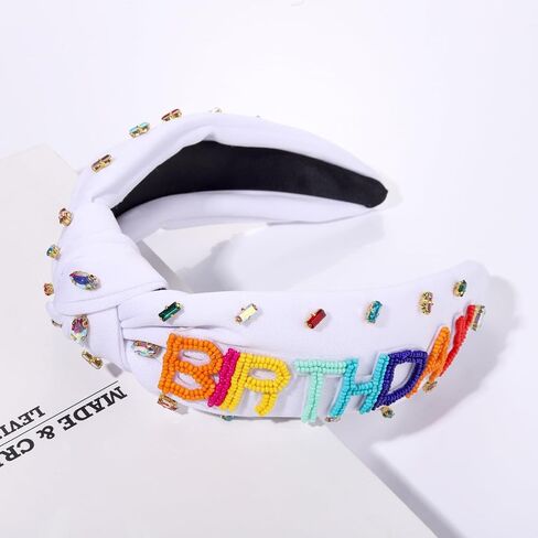 Birthday Headband for Women Beaded It’s My Birthday Knotted Headband Embellished Rhinestone Crystal Top Knot Headband Birthday Crown Hair Accessories Party Decorations Gifts (Birthday Queen 1) in Saudi Arabia