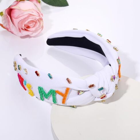 Birthday Headband for Women Beaded It’s My Birthday Knotted Headband Embellished Rhinestone Crystal Top Knot Headband Birthday Crown Hair Accessories Party Decorations Gifts (Birthday Queen 1) in Saudi Arabia