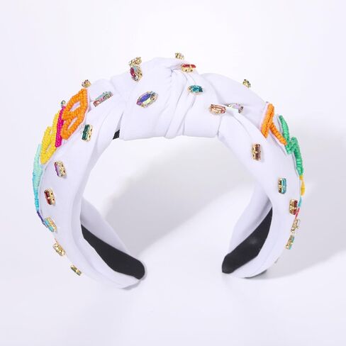 Birthday Headband for Women Beaded It’s My Birthday Knotted Headband Embellished Rhinestone Crystal Top Knot Headband Birthday Crown Hair Accessories Party Decorations Gifts (Birthday Queen 1) in Saudi Arabia