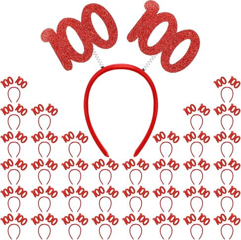 Riceshoot 36 Pcs 100th Day of School Headbands Glittered Bopper Headband for Kids Teacher 100th Day of School Celebration Party Decorations in Saudi Arabia