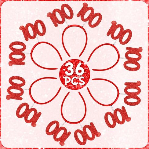 Riceshoot 36 Pcs 100th Day of School Headbands Glittered Bopper Headband for Kids Teacher 100th Day of School Celebration Party Decorations in Saudi Arabia
