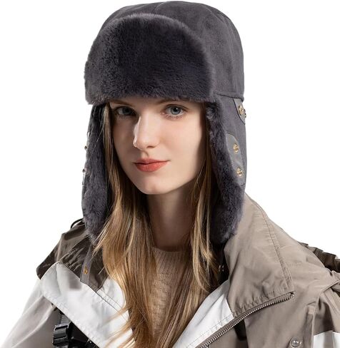 HUAMULAN Women Men Winter Trapper Hats Ear Flaps Ushanka Aviator Trooper Hunting Hat Outdoor Ski Snow Windproof Cap in Saudi Arabia