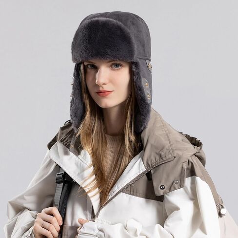 HUAMULAN Women Men Winter Trapper Hats Ear Flaps Ushanka Aviator Trooper Hunting Hat Outdoor Ski Snow Windproof Cap in Saudi Arabia