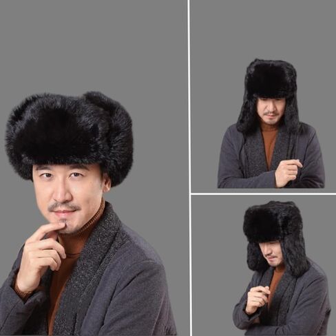 الصياد قبعة الرجال الروسية Ushanka قبعة فرو الأرنب الصناعي الطيار إيرفلاب قبعة يندبروف قبعة لفصل الشتاء الصيد التزلج in Kuwait