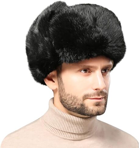 PENINSULA الحب فو الفراء الصياد قبعة الشتاء الروسية Ushanka قبعة سميكة الدافئة قبعة الصيد إيرفلاب الصوف جندي قبعة للرجال in Kuwait