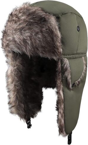 الصياد قبعة دافئة الروسية جندي قبعة للجنسين فو الفراء الشتاء الصياد قبعة الصيد يندبروف تزلج جندي قبعة قبعة دافئة in Kuwait