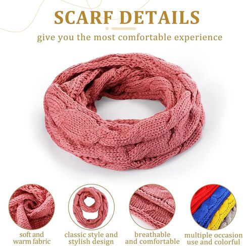 Suhine 12 Pieces Winter Infinity Scarf for Women Knit Warm Scarf Thick Ribbed Loop Scarf for Christmas Holiday Cold Weather, 12 Colors in Kuwait