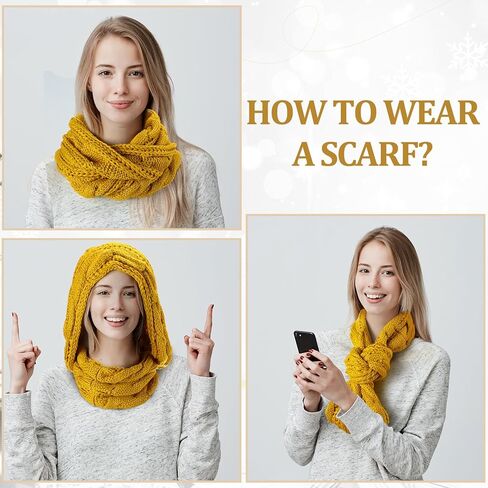 Suhine 12 Pieces Winter Infinity Scarf for Women Knit Warm Scarf Thick Ribbed Loop Scarf for Christmas Holiday Cold Weather, 12 Colors in Kuwait