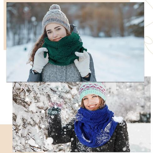 Suhine 12 Pieces Winter Infinity Scarf for Women Knit Warm Scarf Thick Ribbed Loop Scarf for Christmas Holiday Cold Weather, 12 Colors in Kuwait