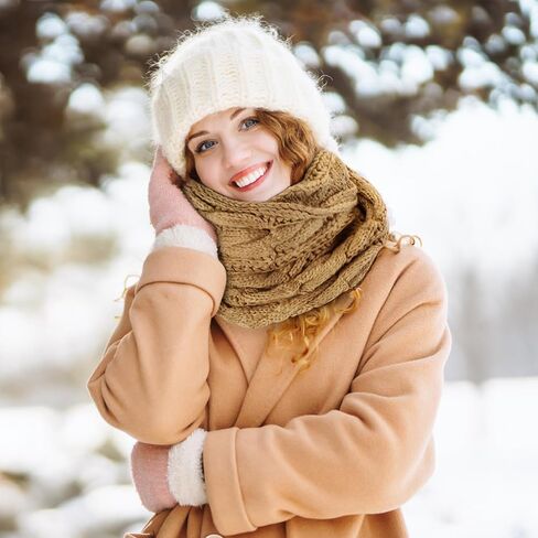 Suhine 12 Pieces Winter Infinity Scarf for Women Knit Warm Scarf Thick Ribbed Loop Scarf for Christmas Holiday Cold Weather, 12 Colors in Kuwait