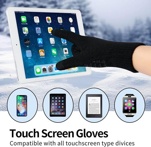 Yvechus 3 Pcs Winter Knit Beanie Hat Scarf and Touch Screen Gloves Set Fleece Lined for Men Women in Saudi Arabia