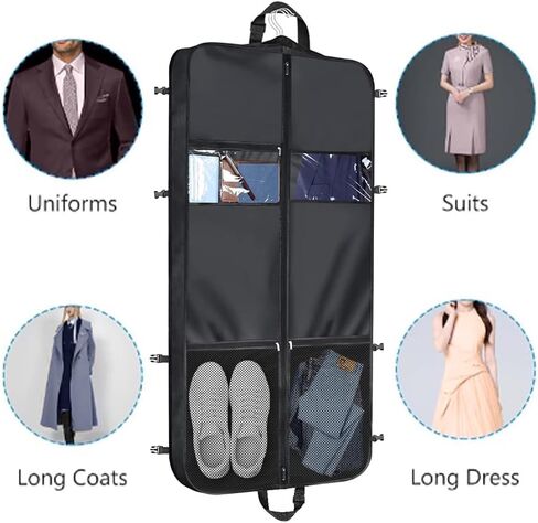 حقيبة ملابس شديدة التحمل مقاس 50 بوصة للبدلة مع 4 جيوب وحقيبة أحذية واحدة، حقائب ملابس أكسفورد متينة لتعليق الملابس للسفر والتخزين، حقيبة سفر مضادة للماء مع أبازيم ومقبض قابل للتعديل in Kuwait