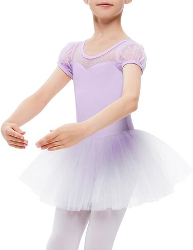 LIONJIE Girls Ballet Leotards Tutu Dance Dress Short Puff Sleeve Sweetheart Dancewear Ballerina 3-12Y in Saudi Arabia
