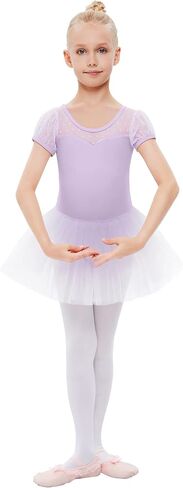 LIONJIE Girls Ballet Leotards Tutu Dance Dress Short Puff Sleeve Sweetheart Dancewear Ballerina 3-12Y in Saudi Arabia
