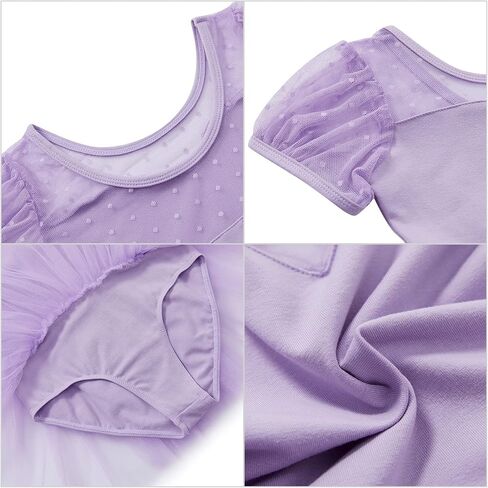LIONJIE Girls Ballet Leotards Tutu Dance Dress Short Puff Sleeve Sweetheart Dancewear Ballerina 3-12Y in Saudi Arabia