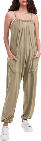 Byinns حريمي 2024 بدون أكمام حللا كاجوال قابلة للتعديل حزام سباغيتي فضفاض طويل سروال قصير مع جيوب in Kuwait