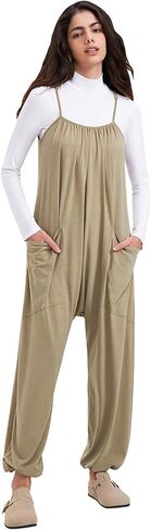 Byinns حريمي 2024 بدون أكمام حللا كاجوال قابلة للتعديل حزام سباغيتي فضفاض طويل سروال قصير مع جيوب in Kuwait