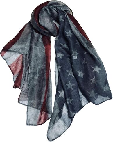 ال ار ار اتش وشاح بتصميم العلم الامريكي العتيق الباهت / وشاح احمر وابيض وازرق / وشاح الرابع من يوليو / وشاح فينتاج / فريق الولايات المتحدة الامريكية/العلم الامريكي/هدية لها in Kuwait