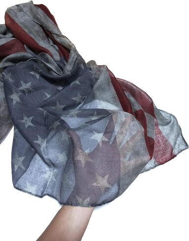 ال ار ار اتش وشاح بتصميم العلم الامريكي العتيق الباهت / وشاح احمر وابيض وازرق / وشاح الرابع من يوليو / وشاح فينتاج / فريق الولايات المتحدة الامريكية/العلم الامريكي/هدية لها in Kuwait