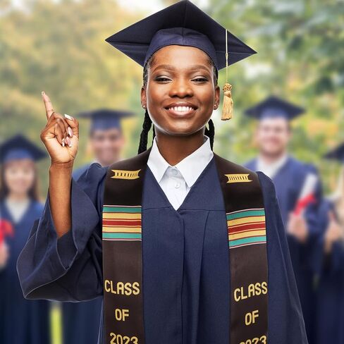 Crowye Graduation Stole Class of 2023 Kente Stole V Neck Graduation Sash for African Descent Student in Saudi Arabia