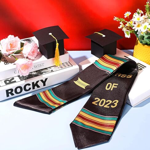 Crowye Graduation Stole Class of 2023 Kente Stole V Neck Graduation Sash for African Descent Student in Saudi Arabia