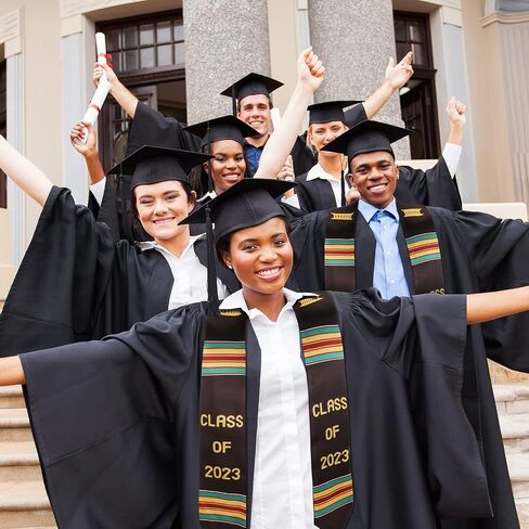 Crowye Graduation Stole Class of 2023 Kente Stole V Neck Graduation Sash for African Descent Student in Saudi Arabia