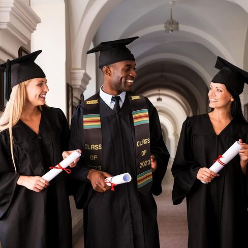 Crowye Graduation Stole Class of 2023 Kente Stole V Neck Graduation Sash for African Descent Student in Saudi Arabia