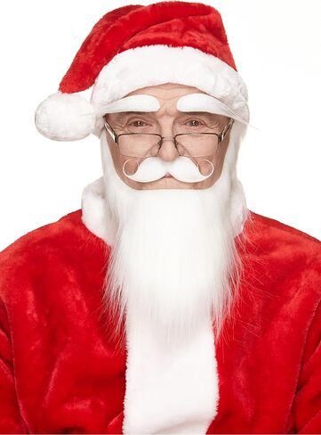 Mustaches Self Adhesive Fake Mustache Beard and Eyebrows, Novelty, Santa Claus False Facial Hair, Saint Nicholas, Costume Accessory for Adults, White Color in Saudi Arabia