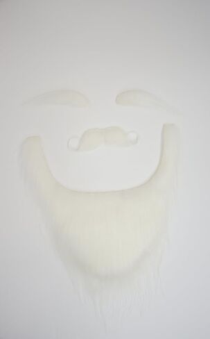 Mustaches Self Adhesive Fake Mustache Beard and Eyebrows, Novelty, Santa Claus False Facial Hair, Saint Nicholas, Costume Accessory for Adults, White Color in Saudi Arabia