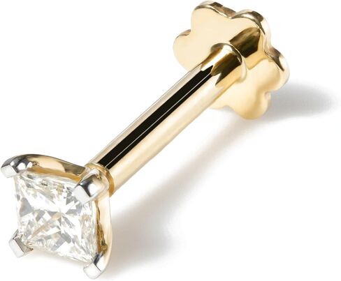 مسمار أنف من الألماس على شكل أميرة مع 8 مم ملولب داخليًا من الذهب الأصفر عيار 14 قيراط بالإضافة إلى خاتم لابريت مونرو in Kuwait