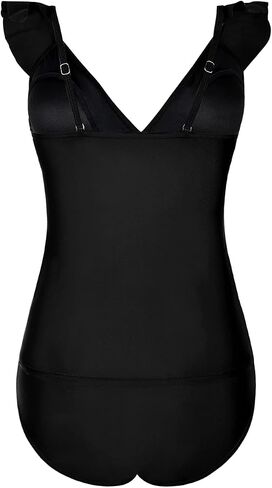 Hilor Women's Tankini Swimsuits Shirred Tummy Control Swimwear Ruffled V Neck Two Piece Bathing Suits in Kuwait